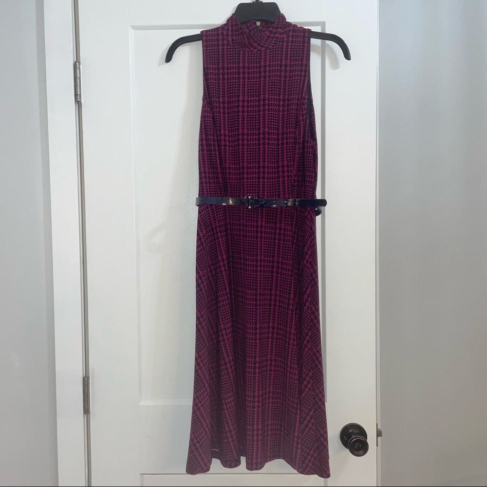 Tommy Hilfiger Midi Mock-Neck Sleeveless Plaid dress